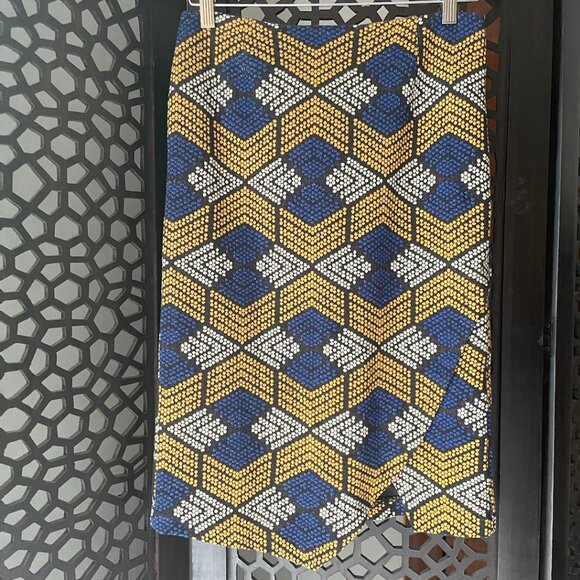 Anthropologie Maeve Blue Yellow Long Pencil Skirt, 6 Women's - Picture 3 of 9